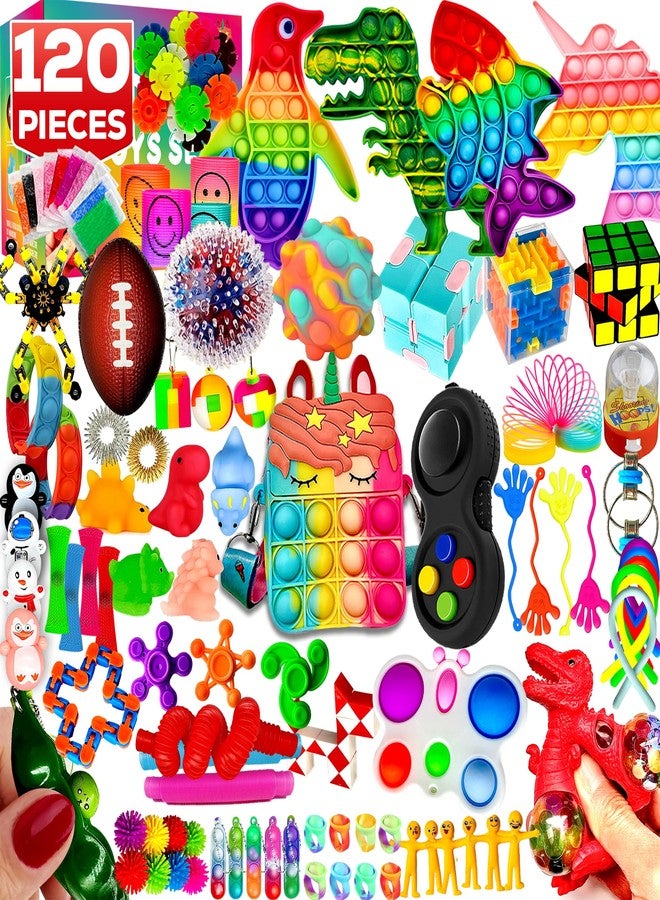 TwCare 120 Pcs Fidget Toys Pack, Pop Sensory Party Favors Set Gifts for Kids Adults Boy Girl Stocking Stuffers Autistic Bulk Goodie Bag Filler Treasure Box Classroom Prizes School - Image 1
